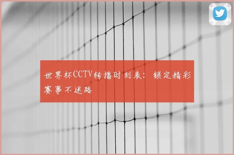 世界杯CCTV转播时刻表:锁定精彩赛事不迷路
